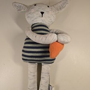 Striped Gray and Orange Stuffed Plush Rabbit With L9ng Floppy Ears.